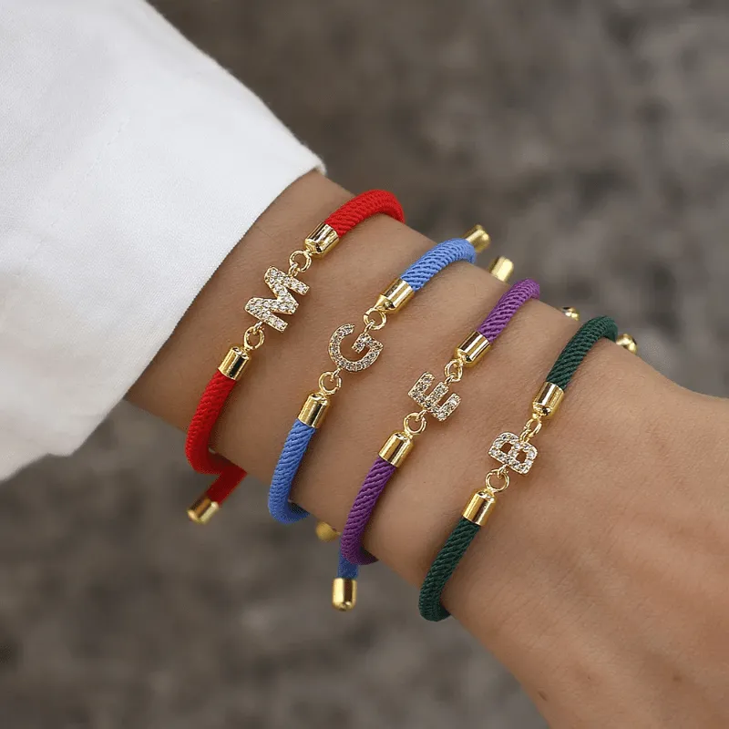 Initial Bracelet Rope Red