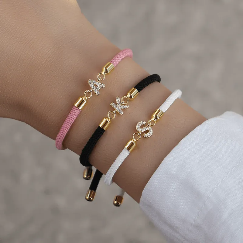 Initial Bracelet Rope Red