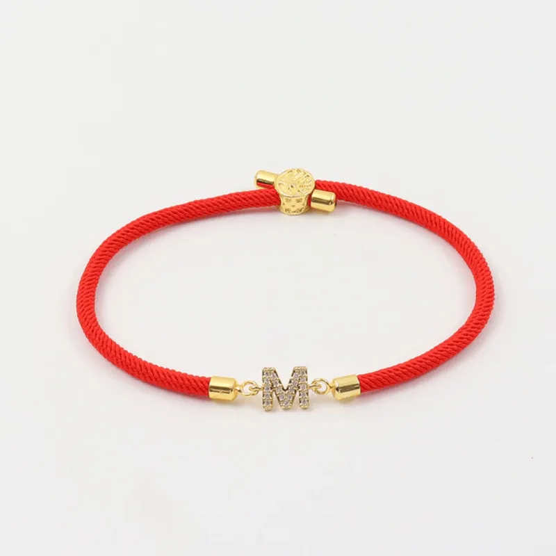 Initial Bracelet Rope Red