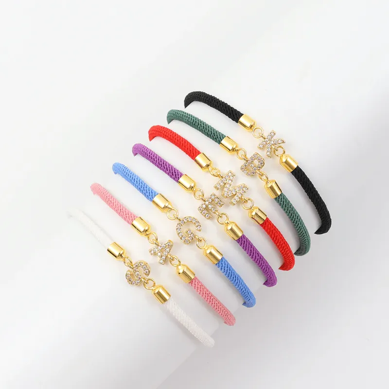 Initial Bracelet Rope Red