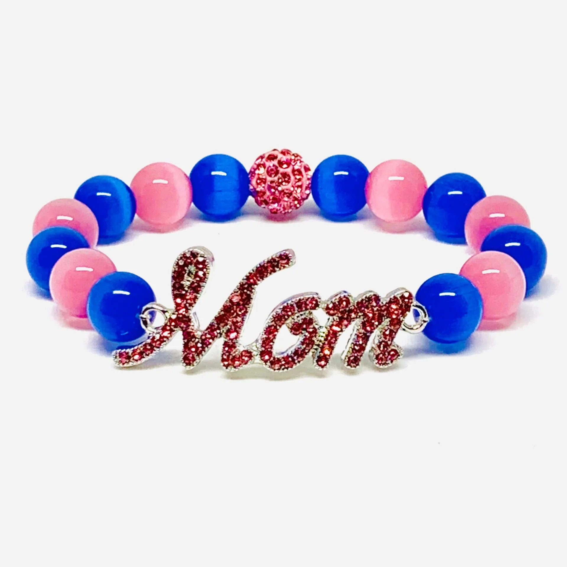 Jack and Jill Pink Crystal Mom Bracelet