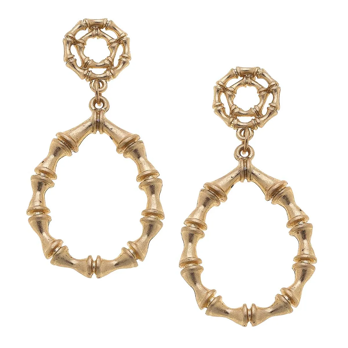Jenny Bamboo Teardrop Earring - Worn Gold