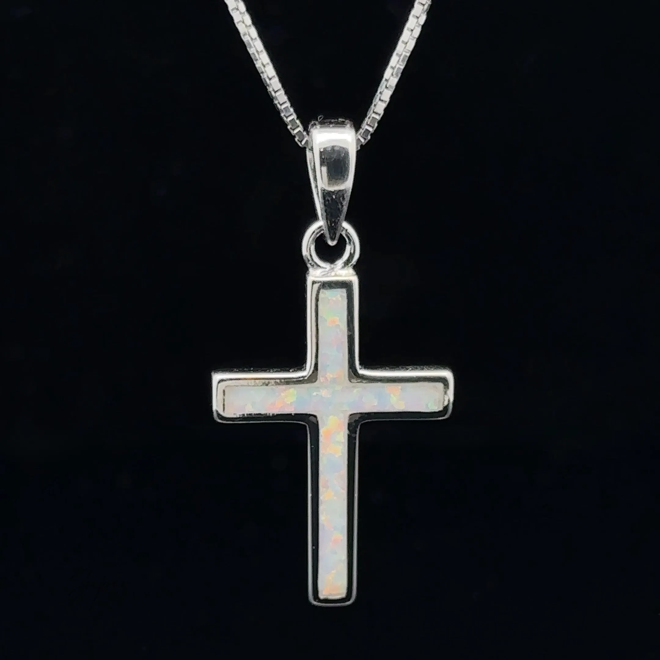Lab-Created Opal Cross Pendants
