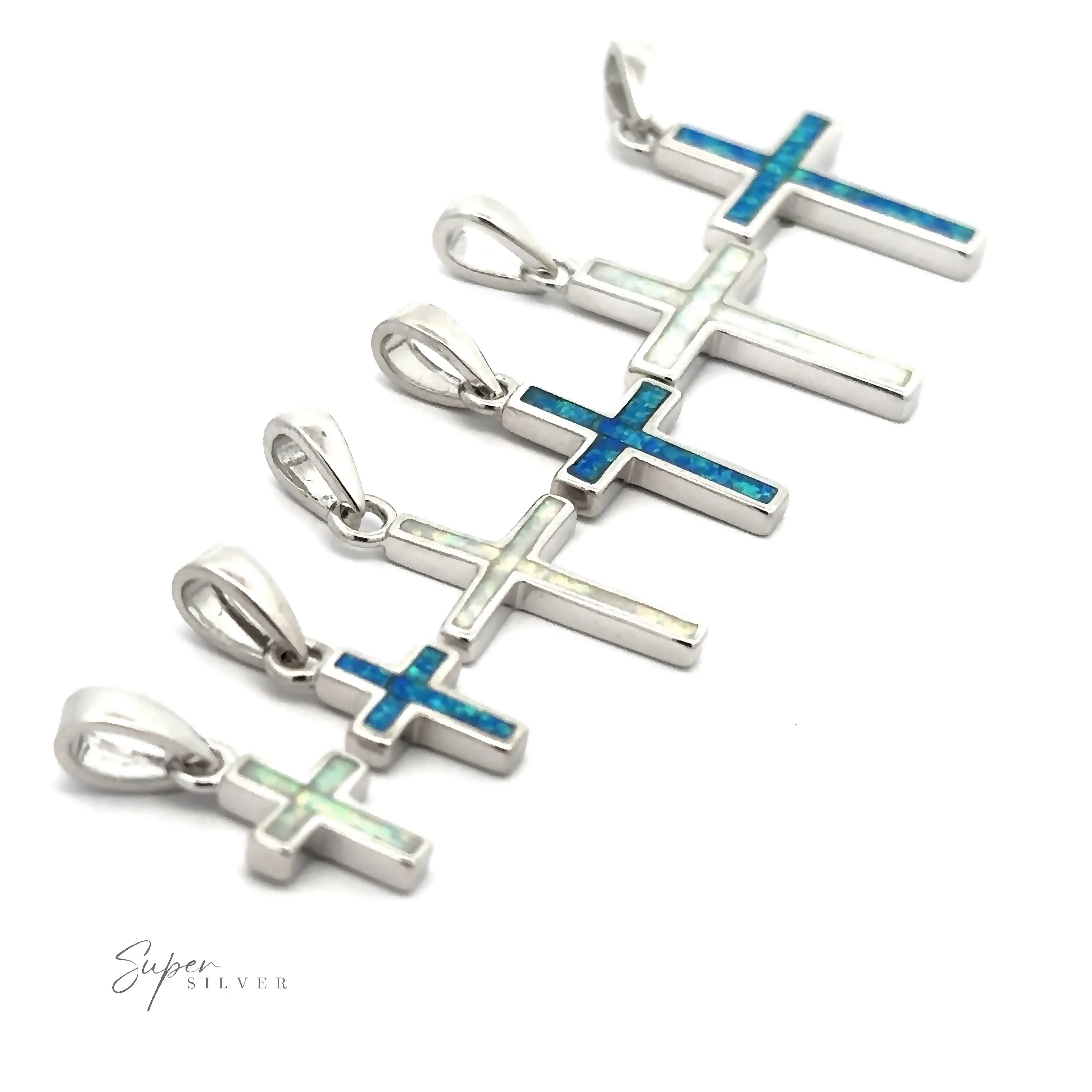 Lab-Created Opal Cross Pendants