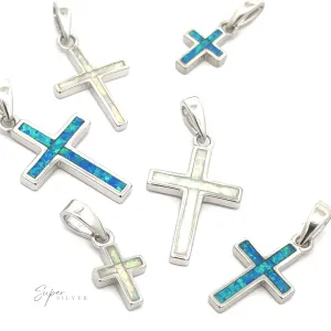 Lab-Created Opal Cross Pendants