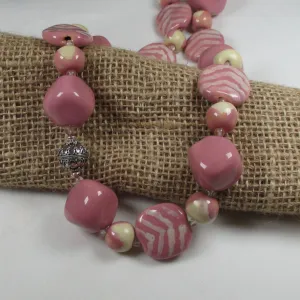 Large Kazuri Necklace Big Bold Pink Handmade Beads