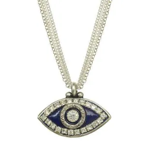 Michal Golan Navy and Silver Evil Eye Triple Strand Necklace