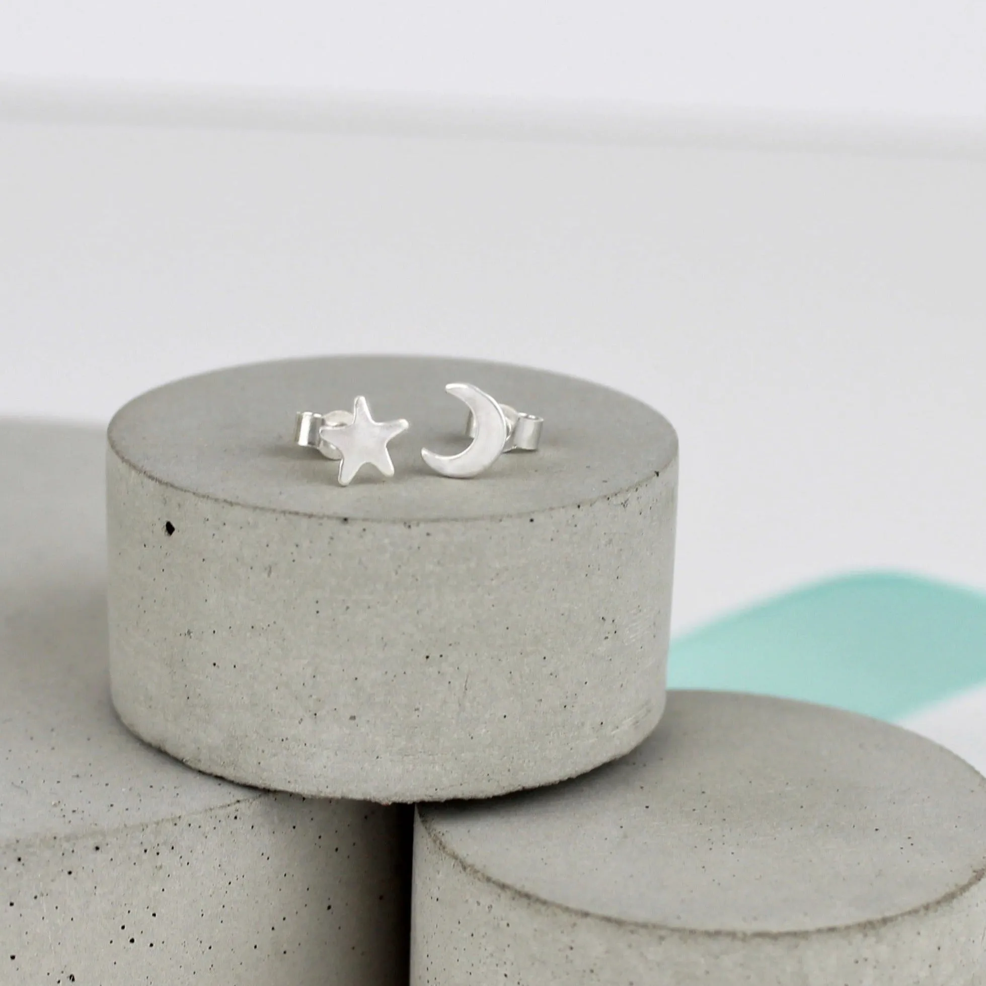Mismatched Star and Moon Studs
