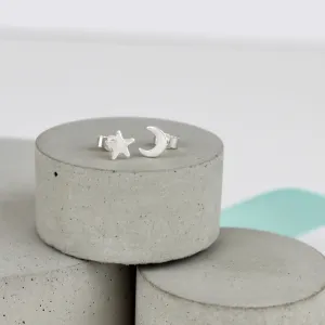 Mismatched Star and Moon Studs