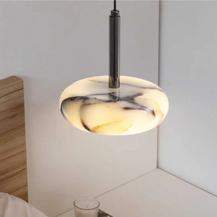 Modern Stone Chandelier Bedside Lamp Clear Stone Pendant Lampمصباح ثريا حجري حديث بجانب السرير مصباح معلق حجري شفاف