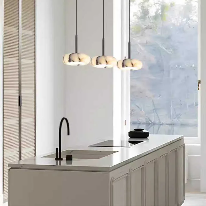 Modern Stone Chandelier Bedside Lamp Clear Stone Pendant Lampمصباح ثريا حجري حديث بجانب السرير مصباح معلق حجري شفاف
