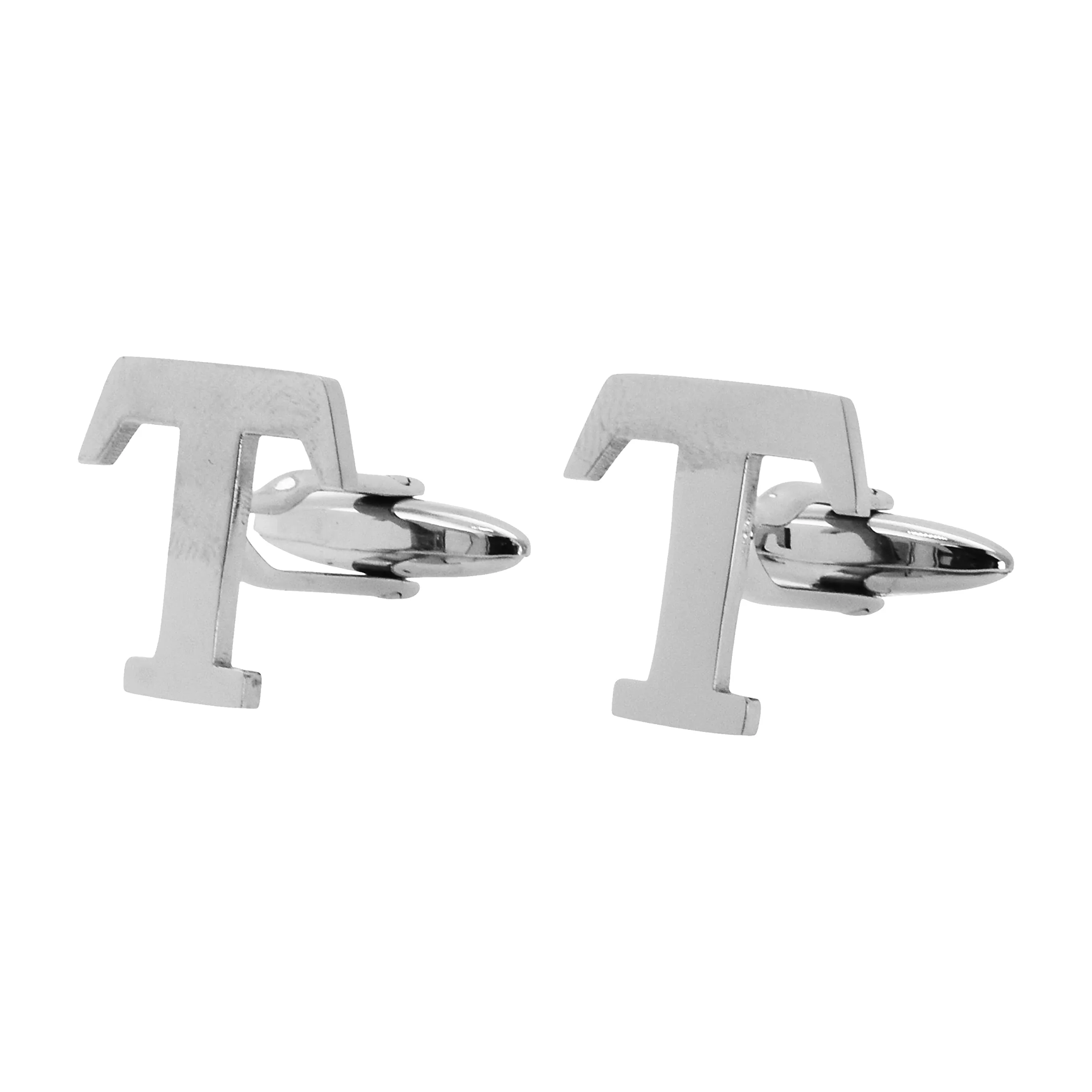Mudra Crafts Letter T Initial Cufflinks for Men Set - Mens Stainless Cuff Links with Initials - Monogram Stainless Steel Alphabet Cufflinks