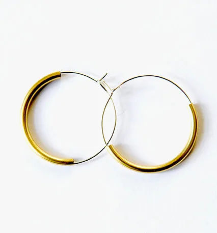 Ninkari Silver Hoops with Brass Curve by brass bold