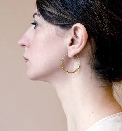 Ninkari Silver Hoops with Brass Curve by brass bold