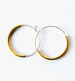 Ninkari Silver Hoops with Brass Curve by brass bold