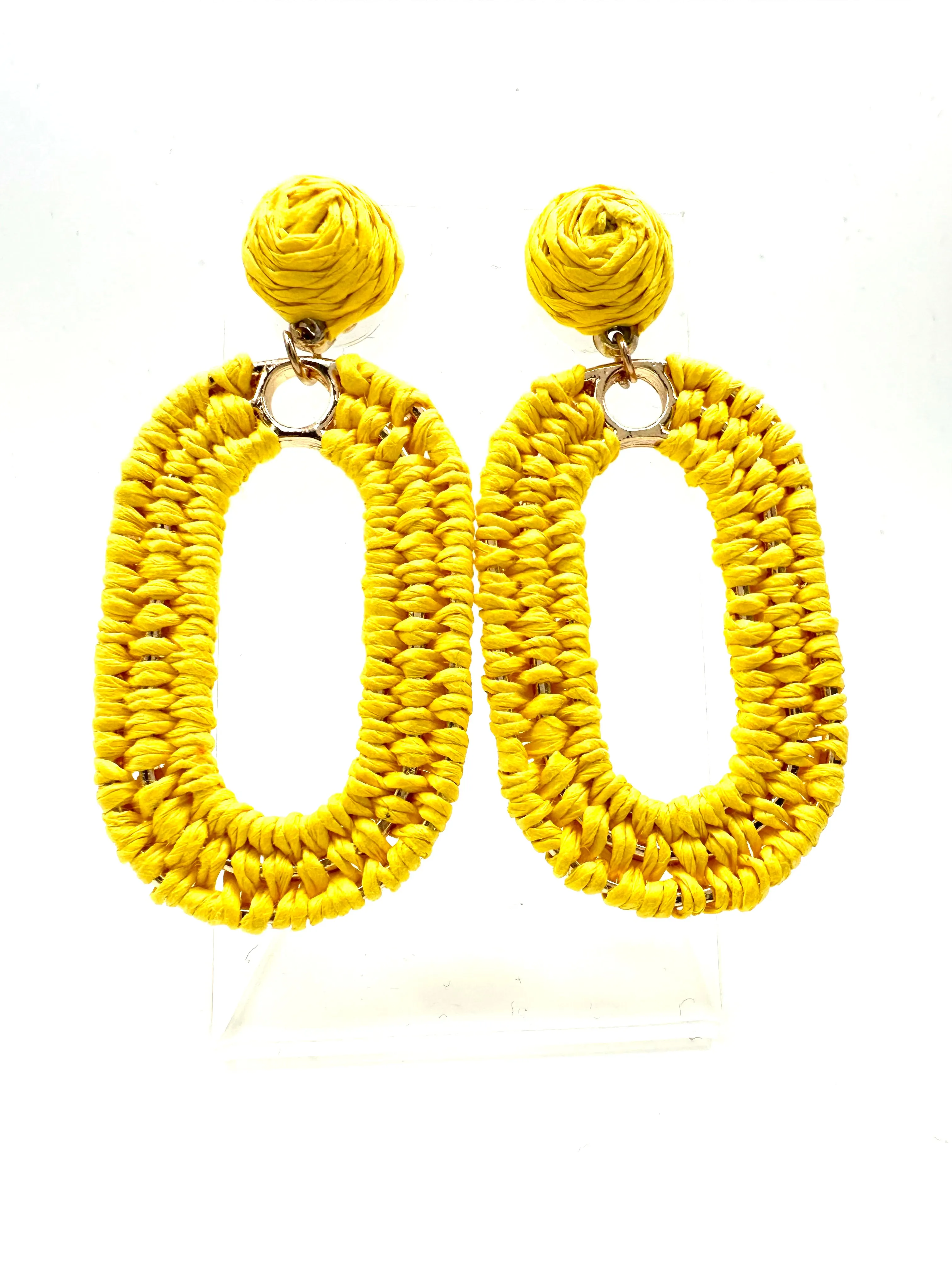 Oval Raffia Earrings