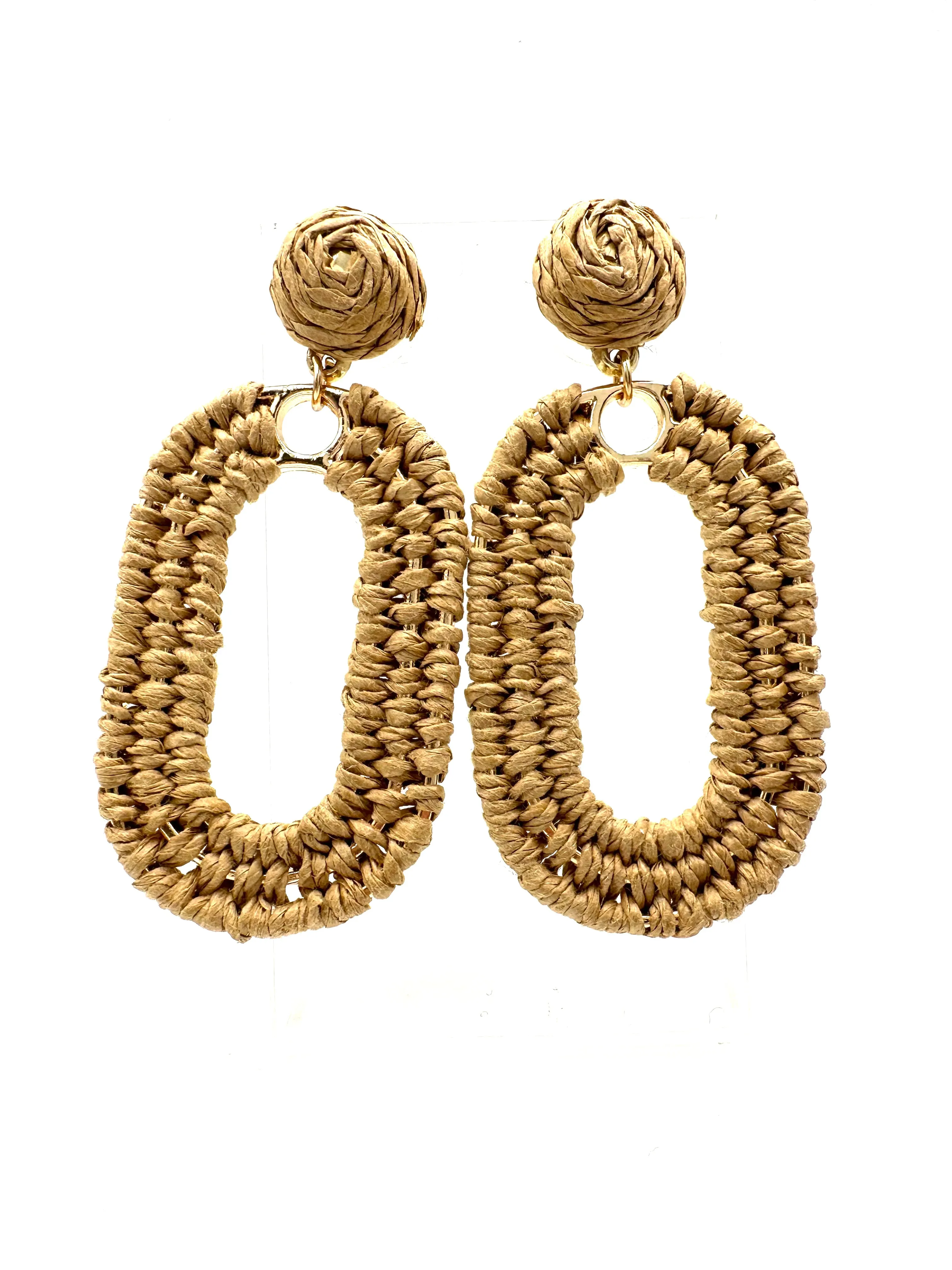 Oval Raffia Earrings