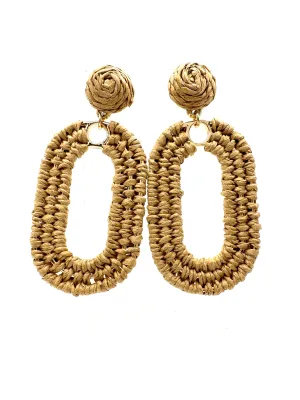 Oval Raffia Earrings
