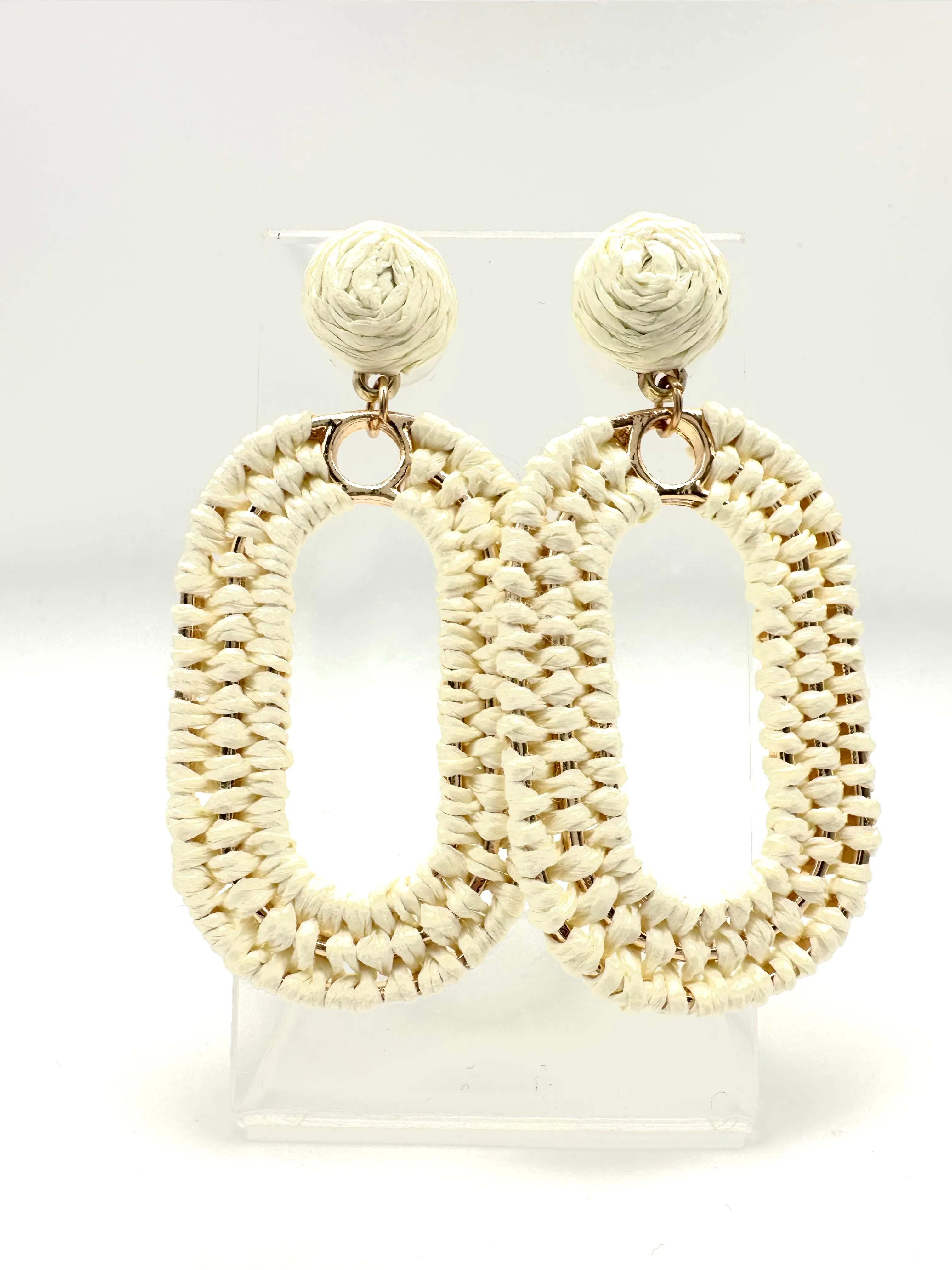 Oval Raffia Earrings