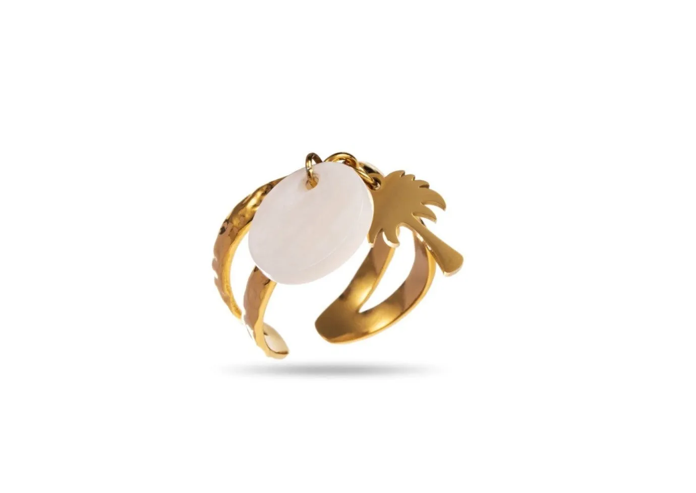 Palm Tree Ring with mother of pearl charm
