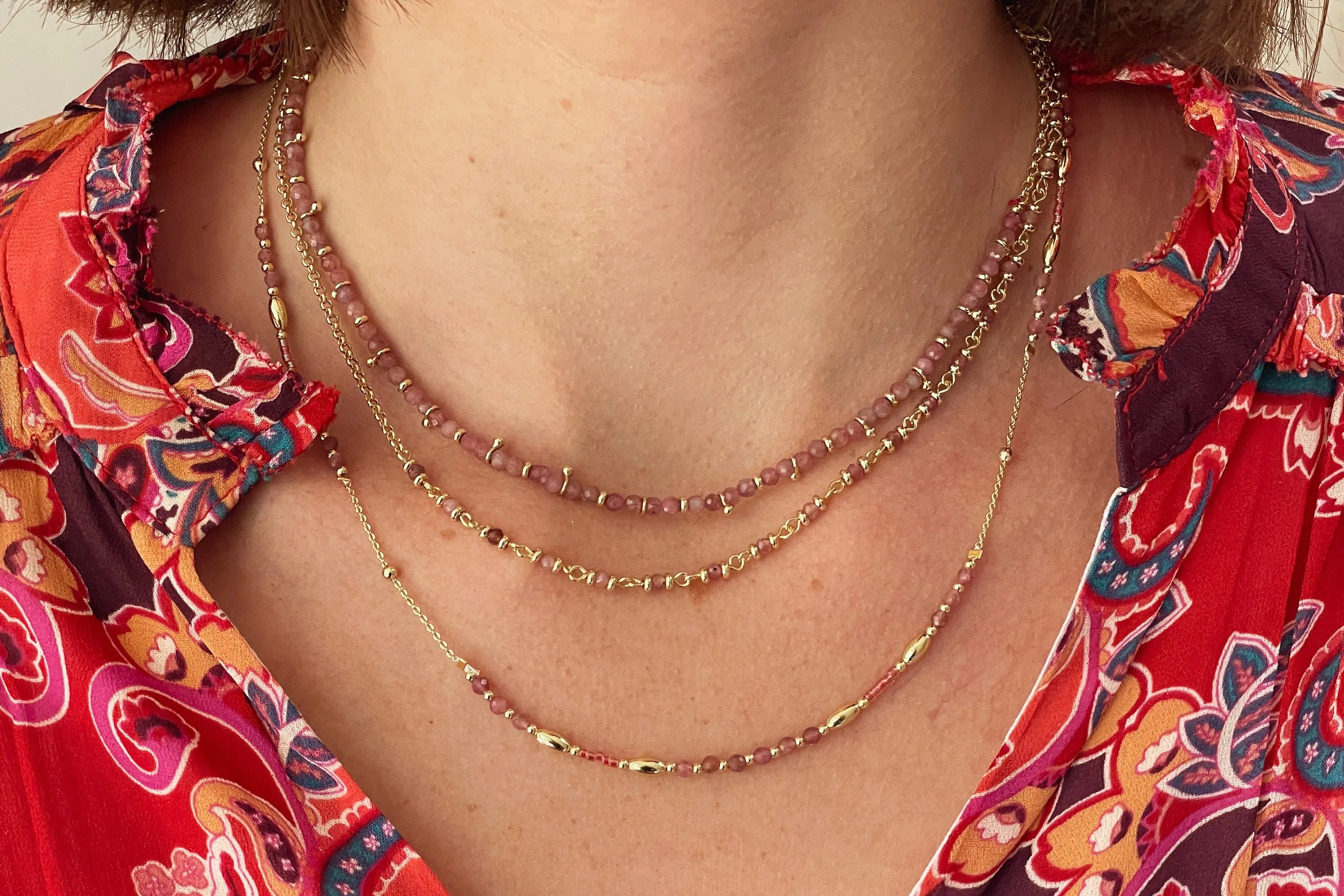 Panacea Pink Tourmaline Gemstone Gold Necklace
