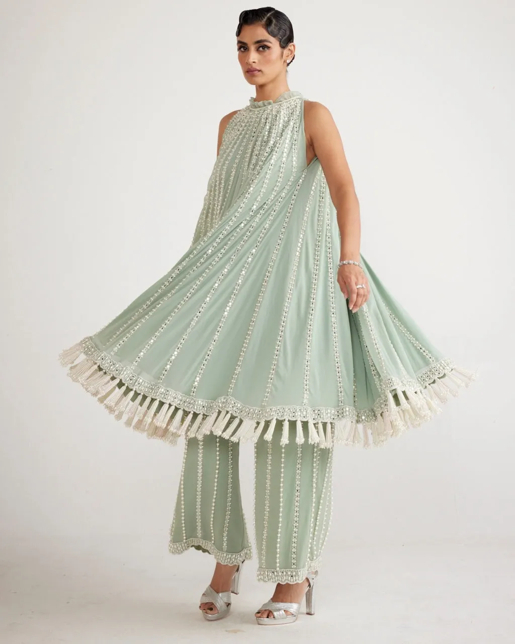 Powder Mint Green Chandelier Drop Kurta Set