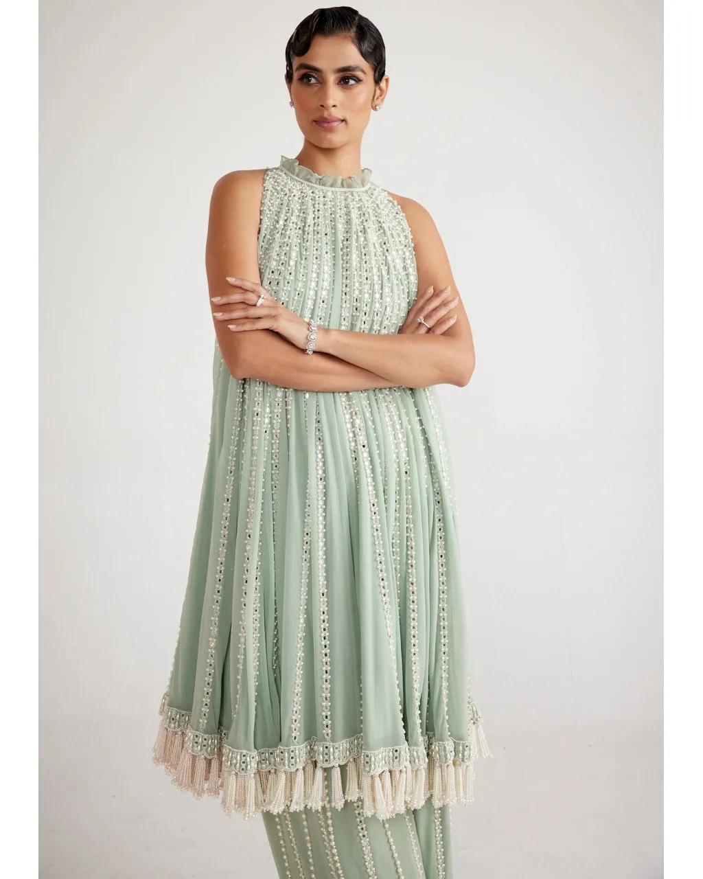 Powder Mint Green Chandelier Drop Kurta Set