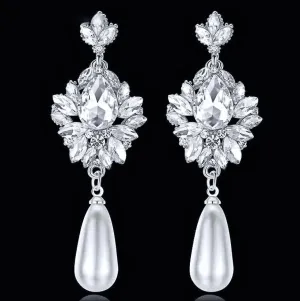 "Valencia" - Pearl and Crystal Bridal Earrings - Available in Silver and Gold