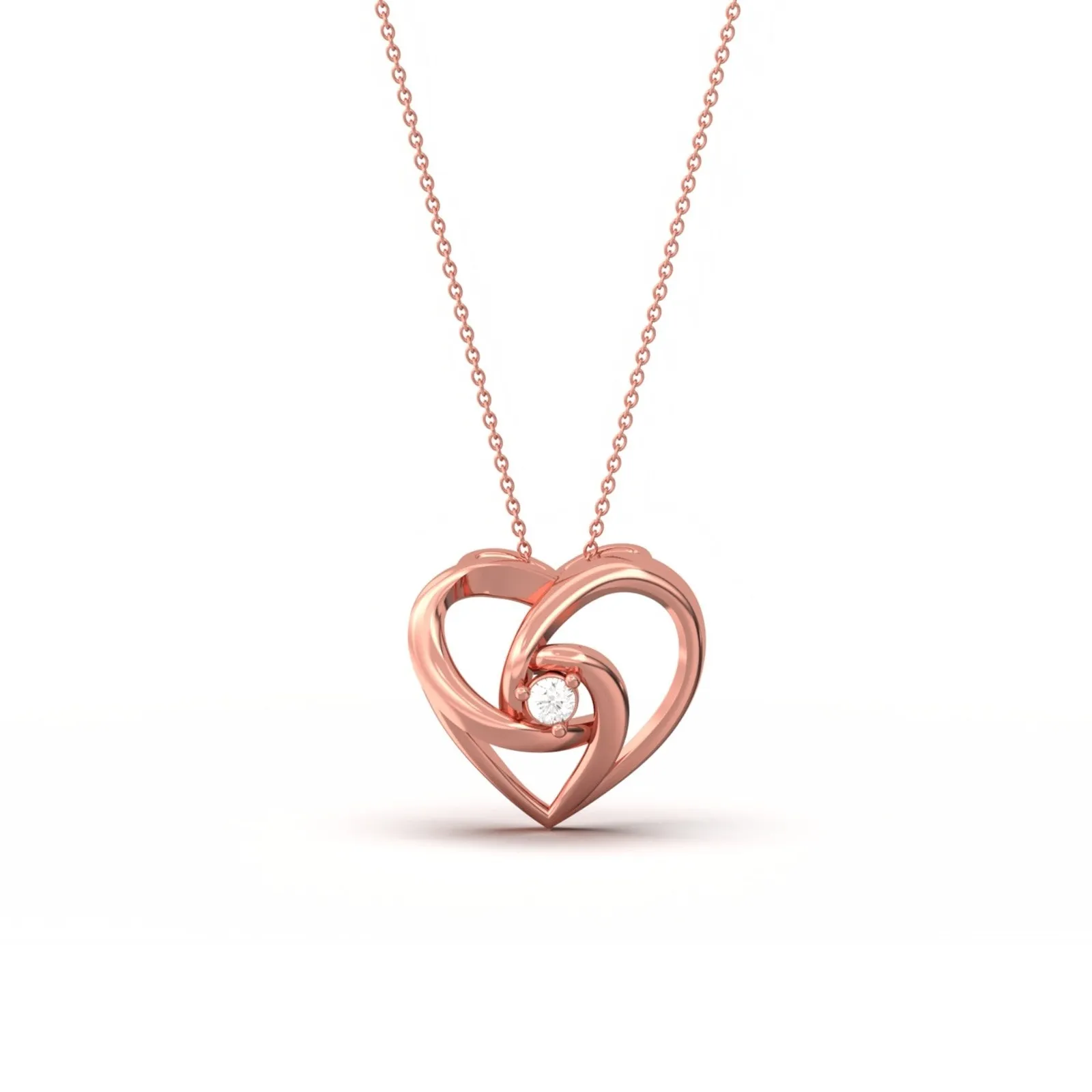 Rose Gold Heart Diamond Pendant