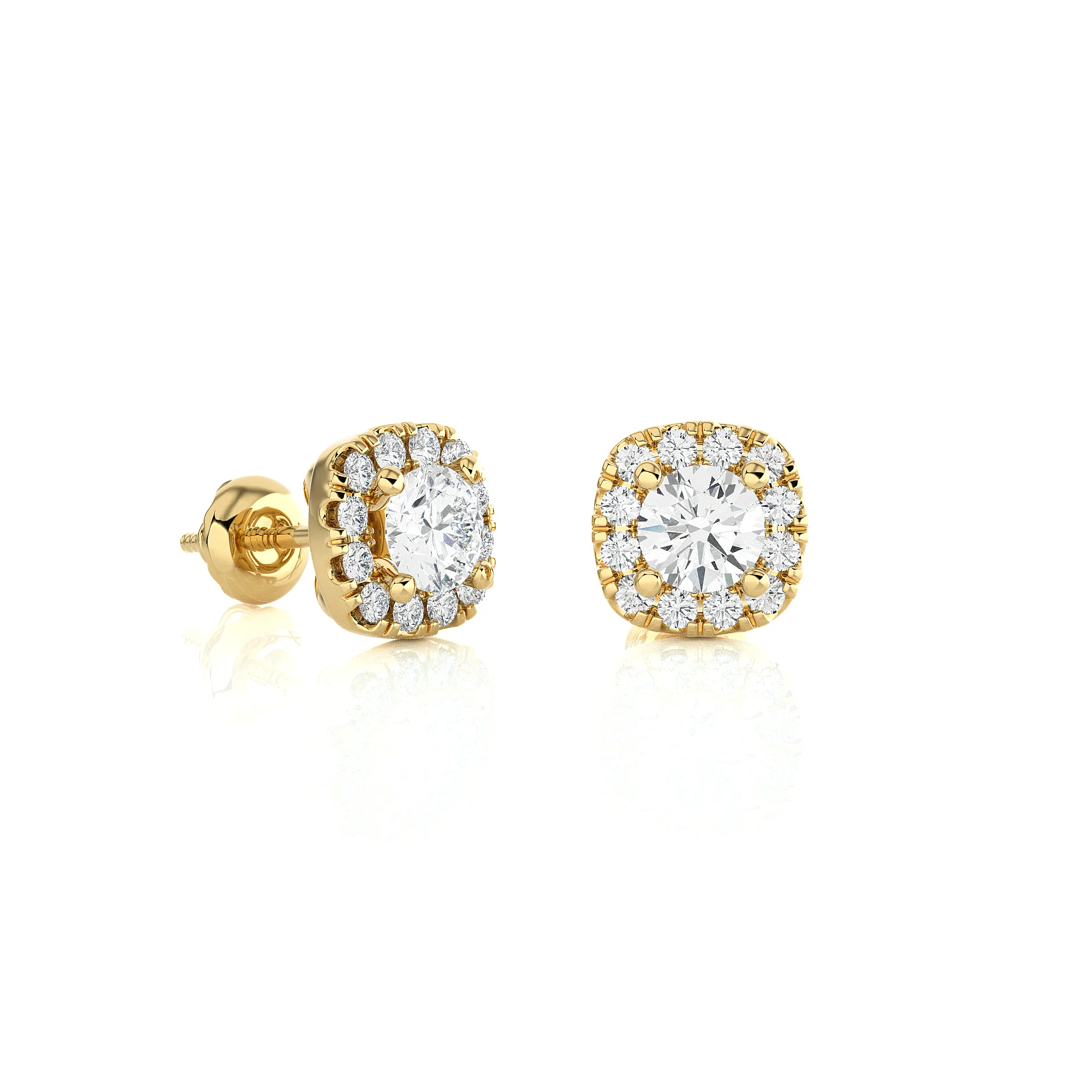 Round Lab Grown Diamond Halo Stud Earrings