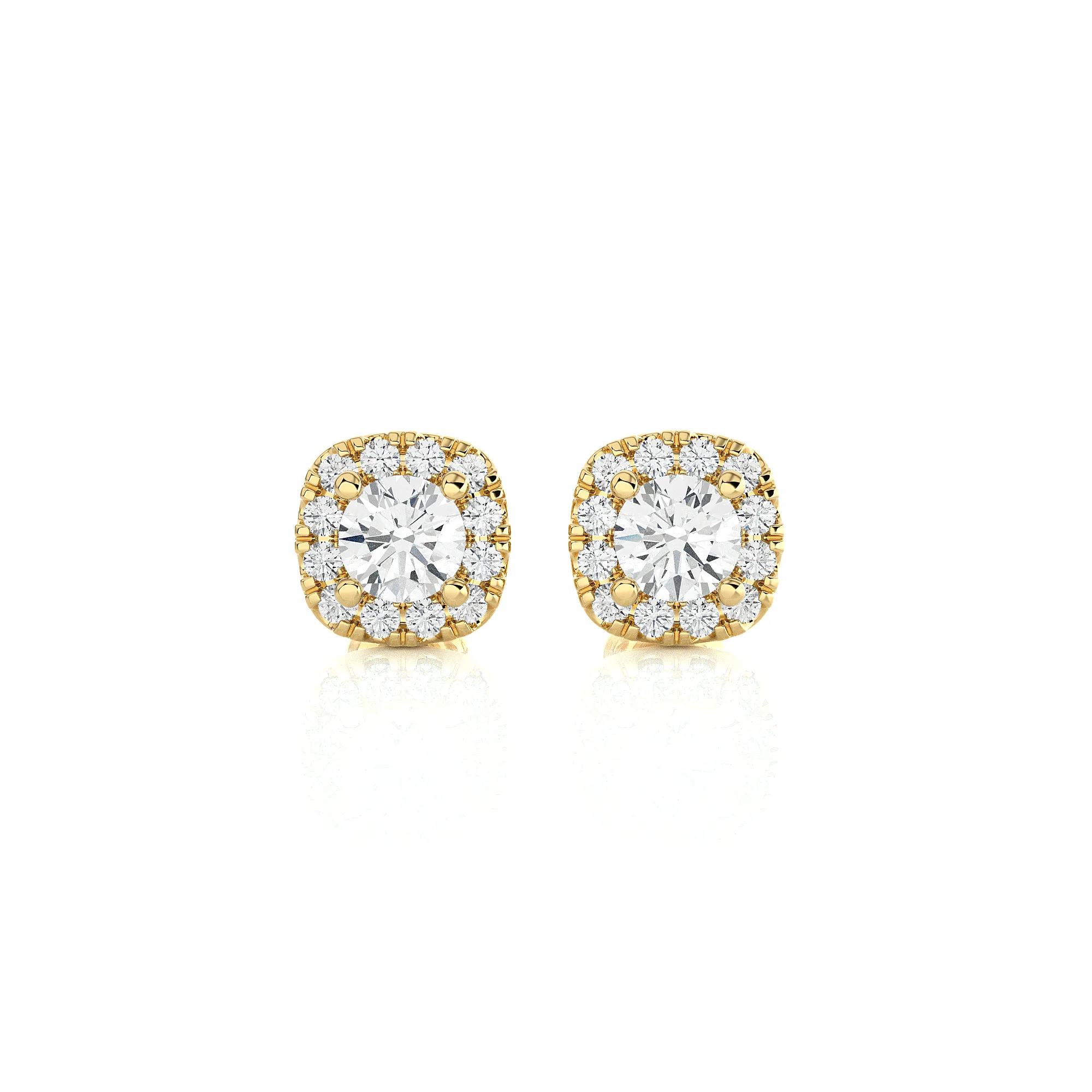 Round Lab Grown Diamond Halo Stud Earrings