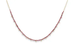Salus Pink Tourmaline Gemstone Gold Necklace