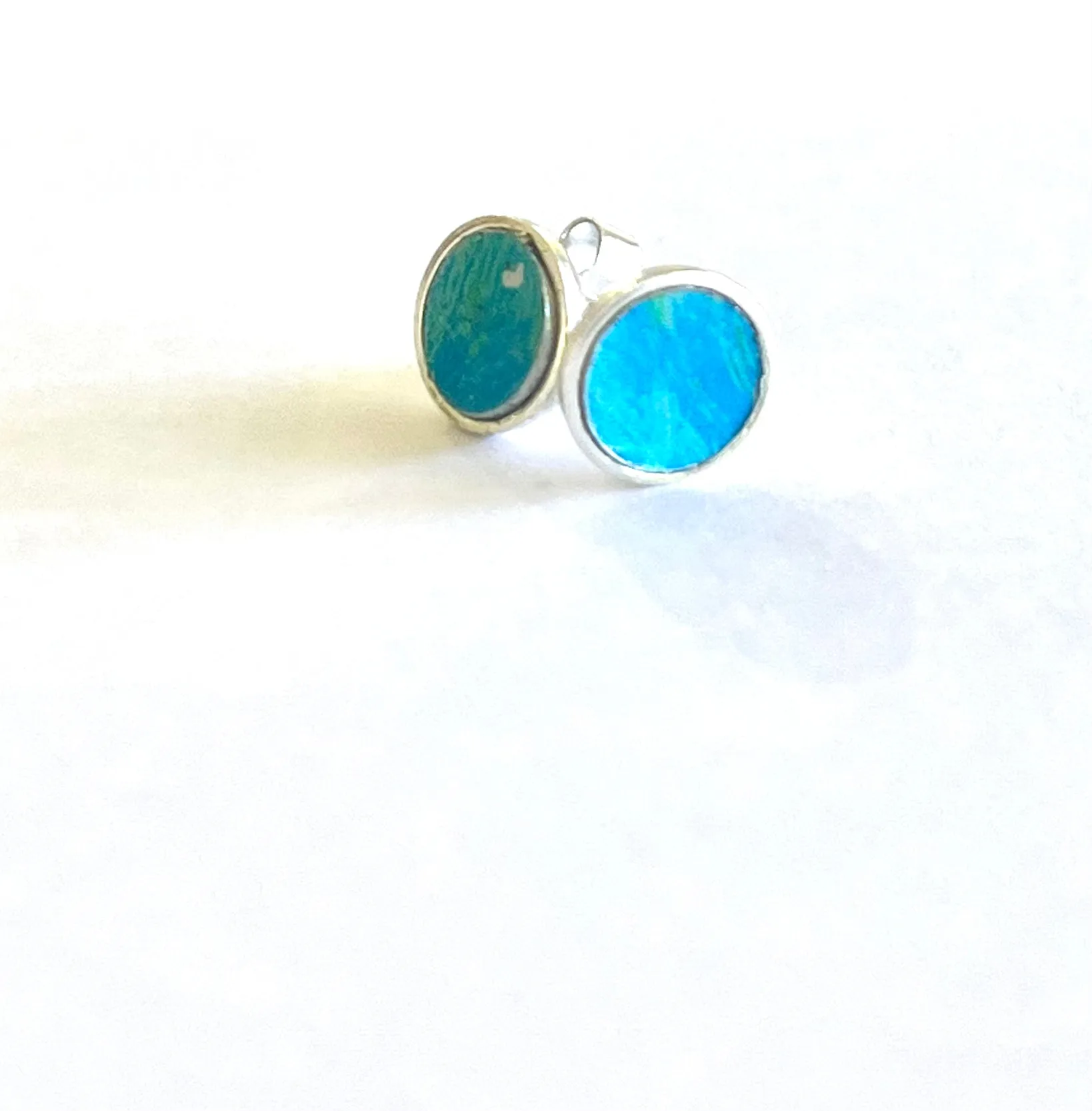 Sea blue Sterling Silver and Anodised aluminium Earrings