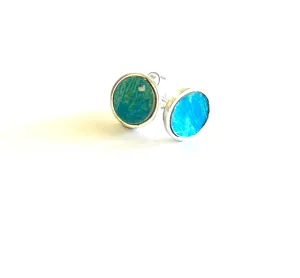 Sea blue Sterling Silver and Anodised aluminium Earrings