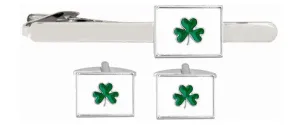 Shamrock tie clip and cufflink set 37535