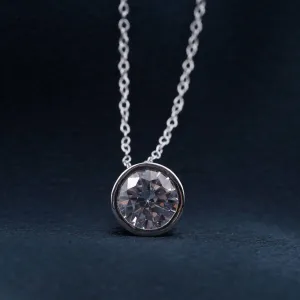 Silver Classic Solitaire Bezel Pendant