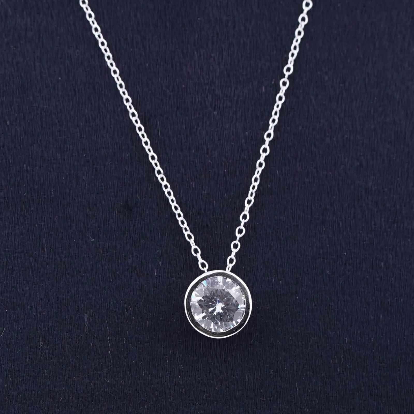 Silver Classic Solitaire Bezel Pendant