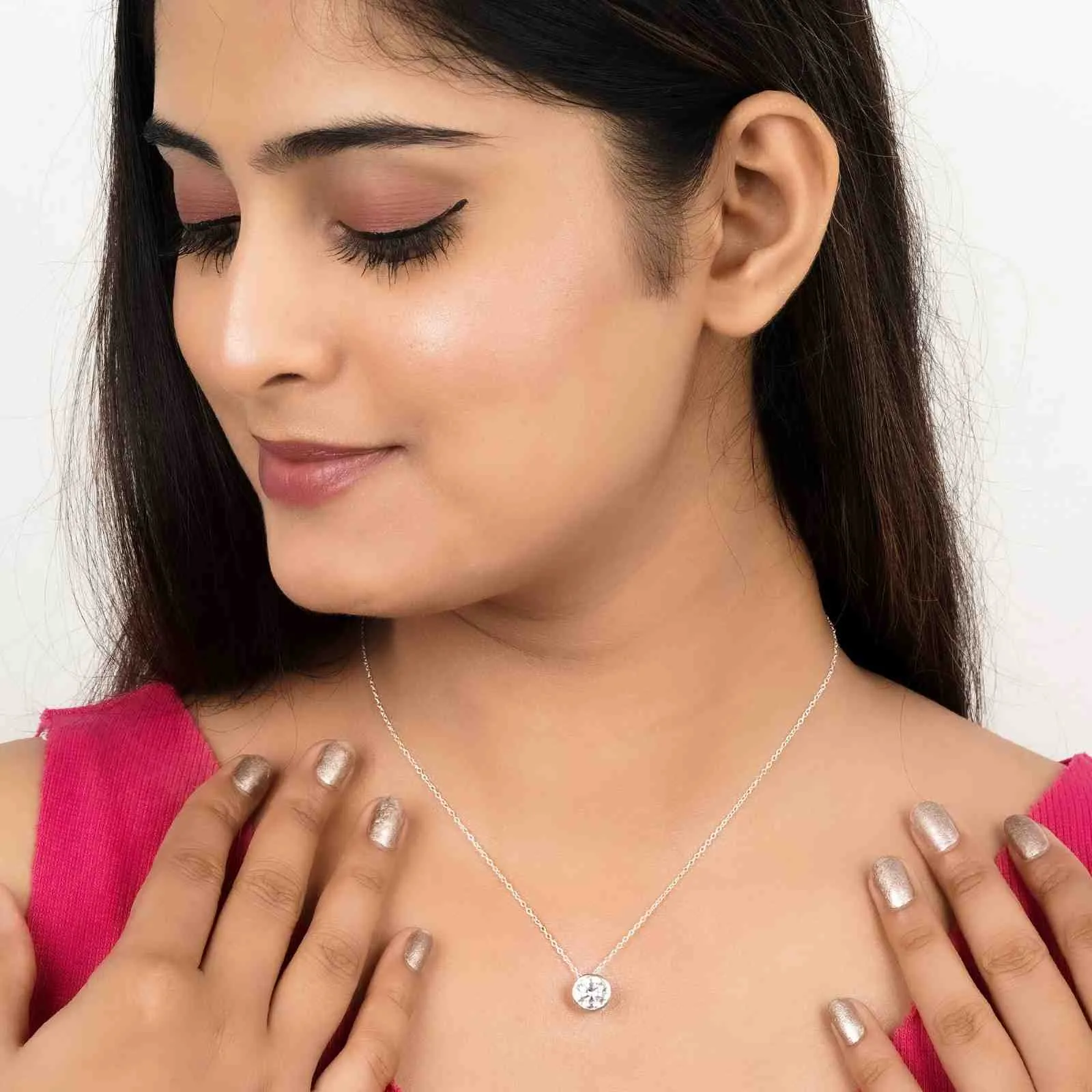 Silver Classic Solitaire Bezel Pendant