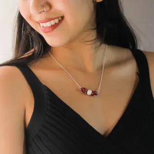 Silver Necklace with Garnets and Pearl