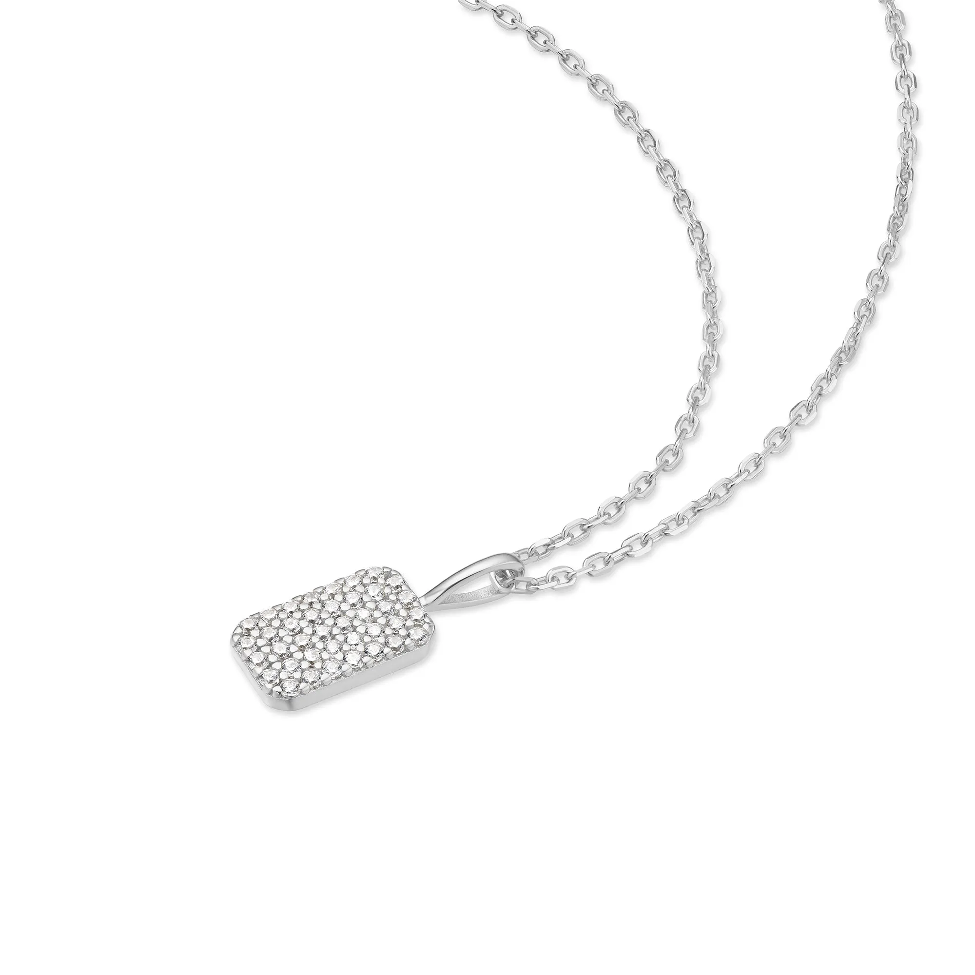 Silver Pave Pendant Necklace