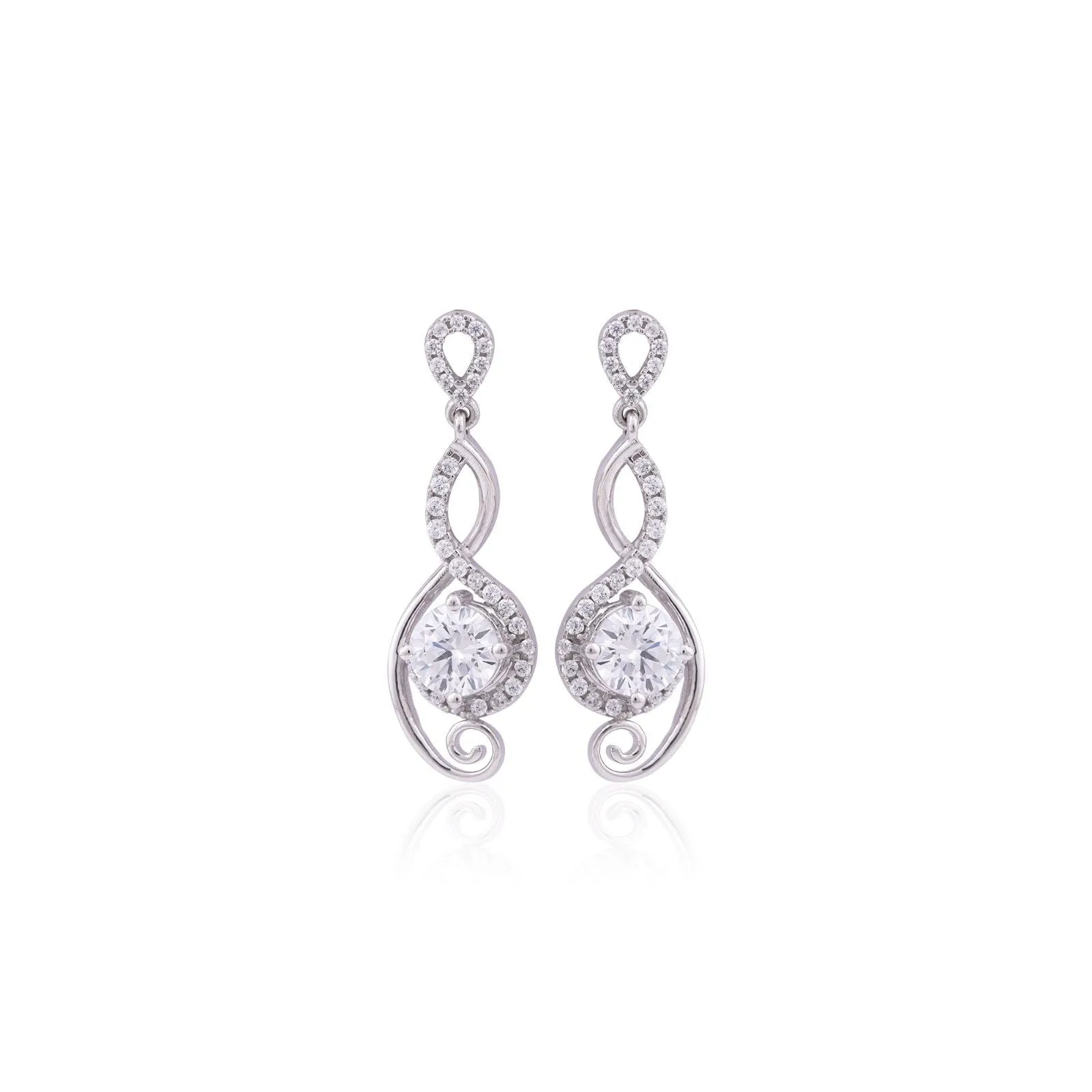 Silver Round Infinity Bold Drop Earrings