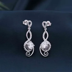 Silver Round Infinity Bold Drop Earrings