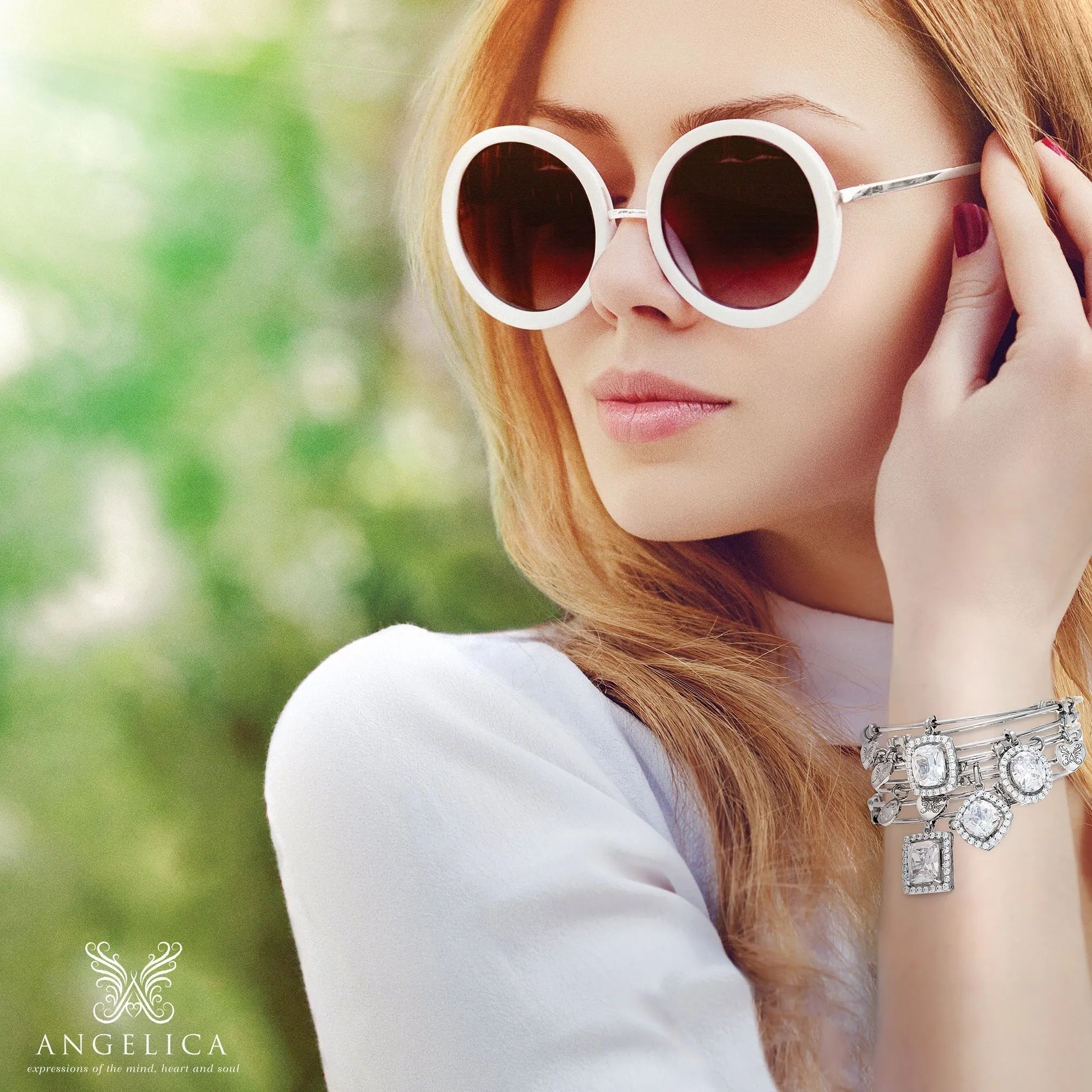 Smooth Finish Brass Flower Of Life Angelica Bangle Bracelet, 7.25"