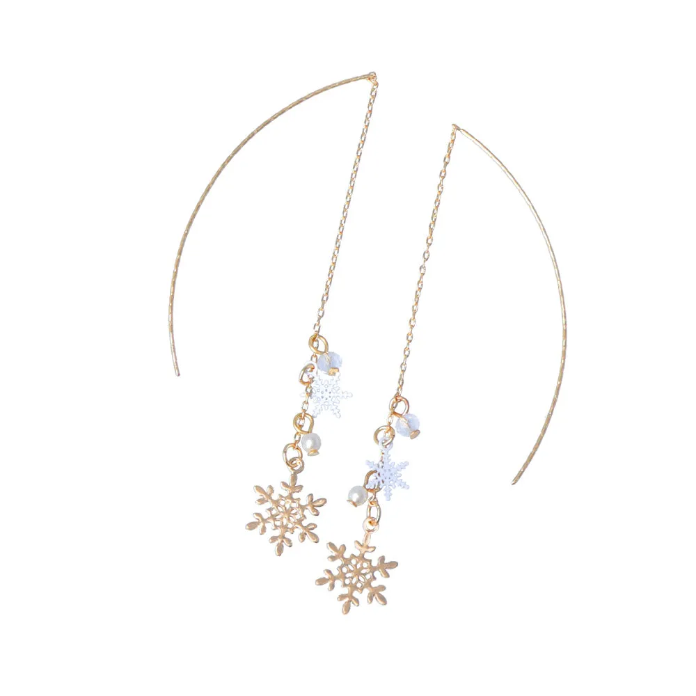 Snowflake Wire Through Earrings
