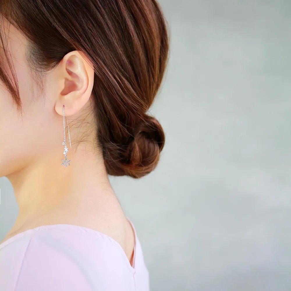 Snowflake Wire Through Earrings