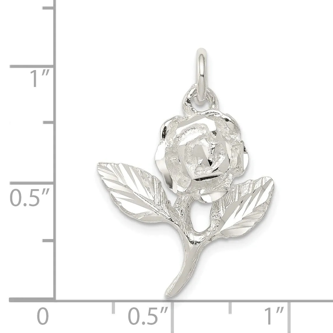 Solid Sterling Silver Rose Pendant Polish Charm