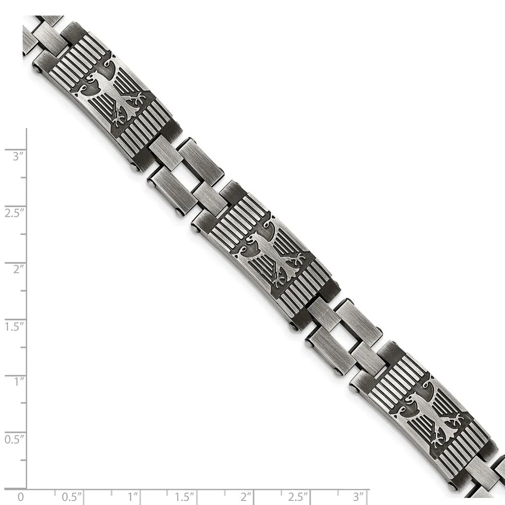 Stainless Steel Antiqued Polished and Brushed Bracelet