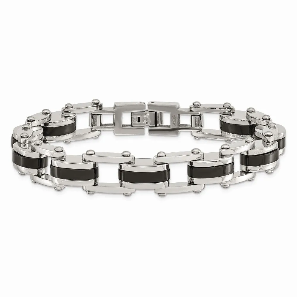 Stainless Steel Black IP-plated 8.50in Bracelet