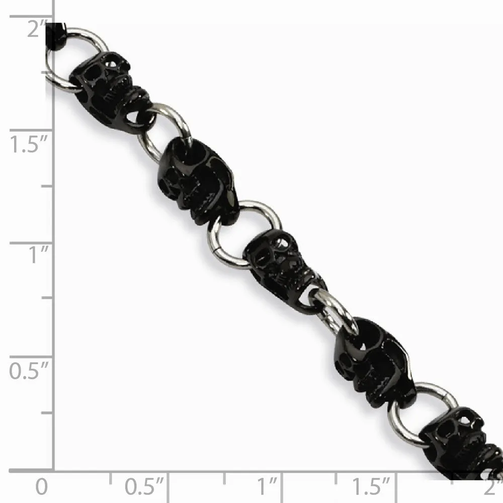 Stainless Steel Black IP-plated Skull Bracelet