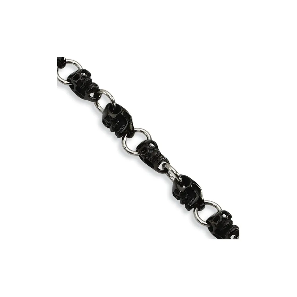 Stainless Steel Black IP-plated Skull Bracelet